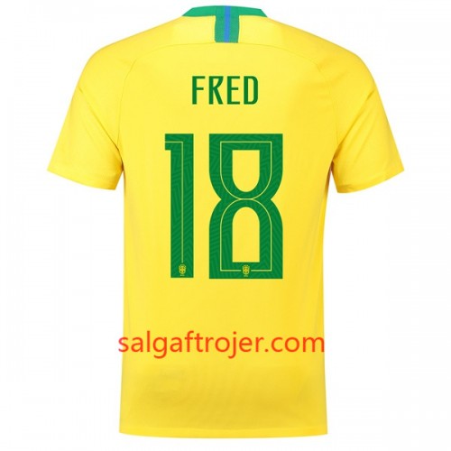 Brasilien Fodboldtrøjer Fred 18 Hjemmebanesæt VM 2018 Brasilien Fodboldtrøjer Fred 18 Hjemmebanesæt VM 2018
